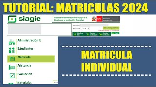 Siagie  Proceso de Matricula Individual  Tutorial 2024 [upl. by Tadeas648]