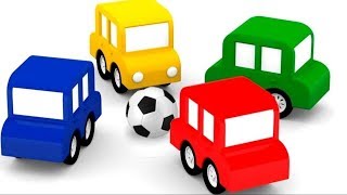 4 coches coloreados juegan al fútbol Dibujos animados español [upl. by Faxan]