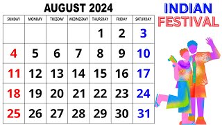 Calendar August 2024  August Calendar 2024 with Holidays  August 2024 Calendar  2024 Calendar [upl. by Siraval]