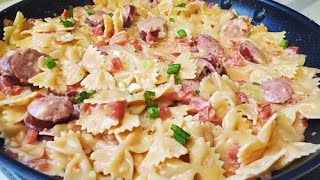 EASY Kielbasa With Bowtie Pasta  Whats For dinner [upl. by Siger874]