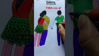 fake friends and fake love drawing shortvideo viralvideo [upl. by Oettam609]