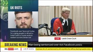 UK 🇬🇧sentenced a man to 20 months in prison for Facebook posts deemed quothatefulquot by the government [upl. by Carmelle]