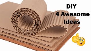 DIY  4 Awesome Cardboard Craft Ideas  Best out of waste [upl. by Ennairak]