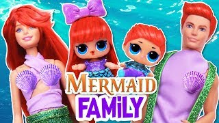 🧜🏻‍♀️The LITTLE MERMAID FAMILY with custom BARBIE LOL DOLLS  Toy Transformations [upl. by Gnav178]