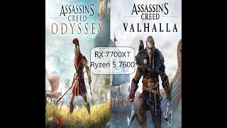 Assassins Creed OdysseyValhalla RX 7700XT Ryzen 5 7600 1080p Only Max settings test [upl. by Ahsikyt]