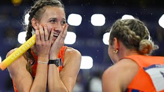 Femke Bol and Team Netherlands 🇳🇱 Interview Dutch TV OLYMPIC CHAMPIONS 2024 🇨🇵 4793 secs INSANE [upl. by Odnalra431]