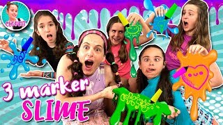 3 MARKER SLIME CHALLENGE Hacemos SLIME GIGANTE en la PISCINA y lo COLOREAMOS con TRES ROTULADORES [upl. by Ardnajela]