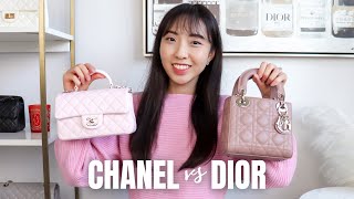 CHANEL vs DIOR  Which Classic Top Handle Bag is Better Mini With Handle or Mini Lady Dior [upl. by Ehctav]