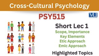 PSY515 Short Lecture 1CrossCultural PsychologyScopeImportanceEtic amp Emic ApproachMidterm [upl. by Eelyab784]