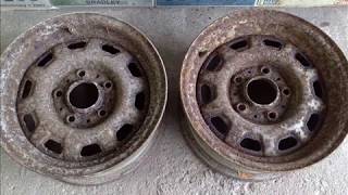 Classic car wheels sandblasting restoration project самоделки [upl. by Weatherley]