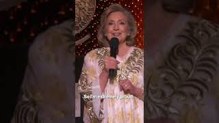 Hillary Clinton quips about losing 2016 election at Tony Awards — but joke falls flat shorts [upl. by Ydnolem]