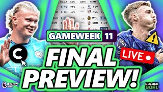 FPL GAMEWEEK 11 FINAL PREVIEW STREAM  Fantasy Premier League 2324 [upl. by Alessandra]