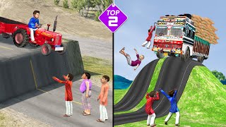 Tractor Vs Speed Bump Truck Rescue Hindi Stories Hindi Kahani Bedtime Stories Funny Comedy Video [upl. by Masha]