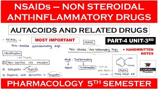 NSAIDs  Non Steroidal Anti Inflammatory Drugs  Autacoids  Part 4 Unit 3  Pharmacology 5 sem [upl. by Figge]