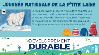 Kahoot  Journée nationale de la Ptite Laine  Développement durable CEPEO [upl. by Marcos692]