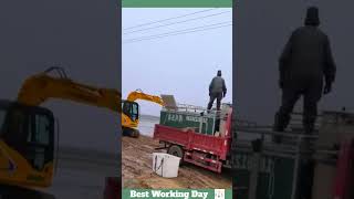 Best working day 2069 Excavator crane helps fishermen catch fish [upl. by Annid]