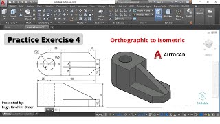 Autocad 3d practice drawing  Autocad Practice Exercise 4  Orthographic to Isometric  CADable [upl. by Horodko]