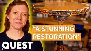 Expert Gilder Beautifully Restores A Regency Wine Table  Salvage Hunters The Restorers [upl. by Solakcin]