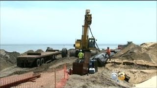 Crews Begin Construction On New Sea Wall In Mantoloking NJ [upl. by Redla165]