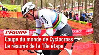 Coupe du monde de cyclocross  Van der Poel mange la 10e étape à Gavre [upl. by Garvey]