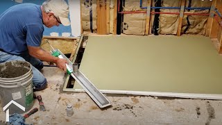 Building a Shower Floor  Hydro Ban Foam Board vs Traditional Shower Pan Membrane With Dry Pack [upl. by Innavoig]