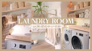 DIY LAUNDRY ROOM MAKEOVER  organization amp decor ideas for a small space [upl. by Sartin91]