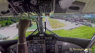 Winair Flight St Maarten to St Barth Cockpit view Amazing Takeoff and Landing [upl. by Hackney]