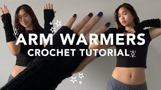 crochet arm warmersfingerless gloves easy tutorial❄️☕✨  beginner winter christmas gift ideas [upl. by Ulda]