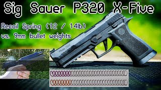 Sig Sauer P320 XFive Recoil Spring vs 9mm Bullet Weights [upl. by Analahs]