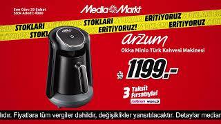 MediaMarkt’ta stokları eritiyoruz  Arzum Okka Minio Otomatik Türk Kahvesi Makinesi 1199 TL [upl. by Asp]