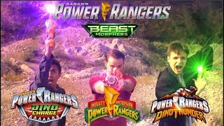 Power Rangers Beast Morphers Mighty Morphin Dino Thunder Dino Charge Team Up Morph [upl. by Roana]