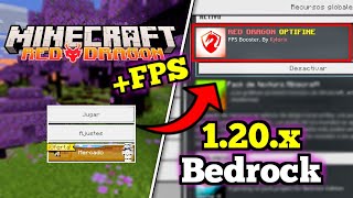 🟢 AUMENTA los FPS de Minecraft PE 120X  Red Dragon OPTIFINE para Minecraft Bedrock 120X [upl. by Calie720]