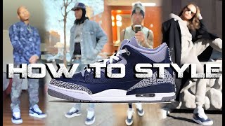 HOW TO STYLE Air Jordan 3 quotMidnight Navy  Georgetownquot outfit ideas [upl. by Nioe]