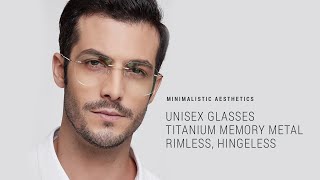 Introducing Titanium Memory Metal Aviator Rimless Glasses Unisex Hingeless [upl. by Occer]