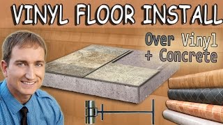 How to install vinyl sheet flooring over existing vinyl and concrete [upl. by Noirb697]