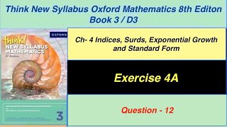 Exercise 4A Question 12 Oxford New Syllabus Mathematics 8th edition Book 3  D3 EX4A D3 [upl. by Hamlani295]