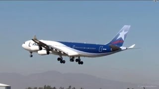 LAN Airlines Airbus A340313 CCCQF Landing at SCL [upl. by Droflim]