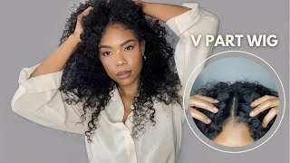 5 Minute Big Curly V Part Wig Install  NO LACE NO GLUE Ft Nadula Hair [upl. by Eamanna661]