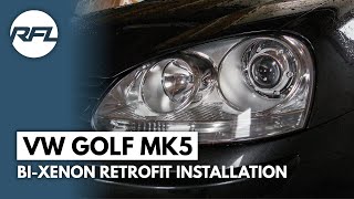 VW Golf Rabbit MKV MK5  HID Xenon DIY custom Headlight Upgrade installation [upl. by Imray]