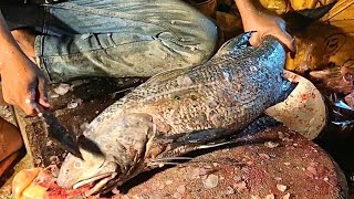 VERY BIG Salmon Fish Cutting Skills Fourfinger threadfin  Bangladeshi Lakka Fish Cutting Expert [upl. by Aehtela462]