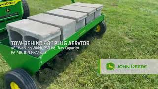 John Deere 48″ TowBehind Plug Aerator with Pneumetic Tires  PA480JDLPPA48JD [upl. by Atworth]