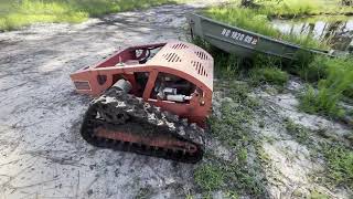 Remote Controlled Tracked Brush Mower at the Pond [upl. by Aivitnahs]