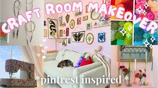 COZY CRAFT ROOM MAKEOVER  decorate w me  tour pinterest inspired aesthetic amp giveaway winner [upl. by Stern]