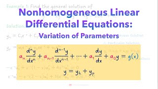 DIFFERENTIAL EQUATIONS  HigherOrder Nonhomogeneous Linear Equations Variation of Parameters [upl. by Naoj399]