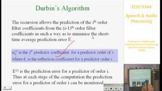 Speech and Audio Processing 3 Linear Predictive Coding LPC  Professor E Ambikairajah [upl. by Aseuqram]