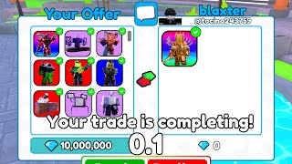 😱OMG 🔥 I TRADE ALL MY INVENTORY ON UPGRADEDED TITAN CLOCKMAN 💎  Toilet Tower Defense [upl. by Sakhuja529]