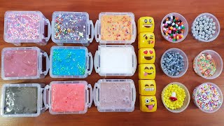 Mixing Old Slime with Emoji Lip Balm and Beads [upl. by Meli]