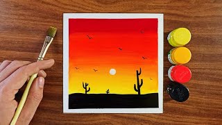 Sunset painting with watercolour  Poster colour painting  Drawing amp painting [upl. by Atsirhcal]