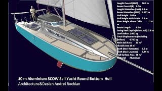 10 m Aluminium SCOW Sail Yacht PERFORMANCE PREDICTION ArchitectureampDesign Andrei Rochian [upl. by Latona]