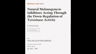 Natural Melanogenesis Inhibitors Acting Through the DownRegulation of Tyrosinase Act  RTCLTV [upl. by Goldwin]